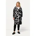 Ulla Popken Sweatjacke Sweat-Longjacke Zahlen Kapuze 2-Wege-Zipper schwarz 46/48