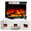 KAMINIO Elektrokamin LEA - Elektrischer 3-in-1 Kamin mit Panoramaview, Heizung, 3D-Flammeneffekt, 12 Flammenfarben, Fernbedienung - 30 Zoll