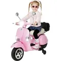 Kinder Elektro Roller Vespa | Mit Stützrädern - Scheinwerfer - Koffer zum Öffnen - Kinder Fahrzeug elektrisch - Hupe & Musik - Ab 3 Jahre (Pink) - Rosa