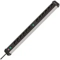 Brennenstuhl Steckdosenleiste Premium-Alu-Line, 3m, 12-fach in schwarz mit Schalter