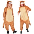 W WIDMANN MILANO Party Fashion - Tier Overall für Erwachsene, weicher Plüsch Jumpsuit mit Kapuze, Tierkostüm für Karneval