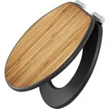 Banjado Anthrazit Toilettendeckel Mit Absenkautomatik WC-Sitz Soft Close Hygienischer Klodeckel MDF Mit Motiv Bambusholz
