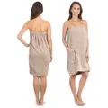 Liebenstein Kilt Samtweicher Saunakilt Damen aus 100% Baumwolle, mit Gummizug beige|braun L/XL