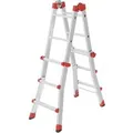 HAILO  Alu-Multifunktionsleiter »M80«, höhenverstellbar (4x3 Sprossen, silber/rot)""