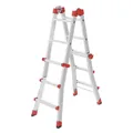 Hailo Sprossenleiter M80, Multifunktionsleiter, Aluminium 4x3 Sprossen, 7512-007