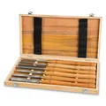 EBERTH Drechselmesser Set mit Holzkoffer, 6 Hochwertige HSS Drechseleisen, Schnellarbeitsstahl, 6 TLG. Drechselbeitel Set mit den wichtigen Formen, Hochwertiger Drechselbeitelsatz mit Koffer