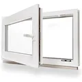 Framelux Kunststofffenster Slimline Weiß 3-Fach Verglasung 850 x 400 mm Linksanschlag