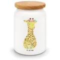 Mr. & Mrs. Panda Vorratsdose Giraffe Blumenkranz - Weiß - Geschenk, Aufbewahrungsdosen, Vorratsdos, Keramik, (1-tlg), Massiv-Holzdeckel weiß