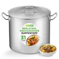 NutriChef Edelstahl Kochtopf 33,1L Induktion – Suppentopf mit Deckel, Profiqualität für Gastronomie & Meal Prep Hitzebeständig bis 260 °C, Spülmaschinenfest, Ideal für Vorratsküche & Events