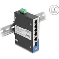Delock Industrie Gigabit Ethernet Switch 4 Port PoE 1 Port RJ45 1 Port SFP für Hutschiene