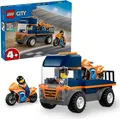 LEGO City Motorradtransporter - Spielzeug zur Förderung der Feinmotorik mit Transporter, 2 Motorrädern, 2 Minifiguren, Rampe und Zubehör - Geburtstagsgeschenk für Jungen ab 4 Jahren - 60491