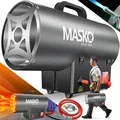 MASKO® Gasheizgebläse Gasschlauch & Druckminderer für handelsübliche Gasflaschen - Dunkelgrau
