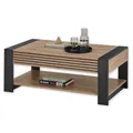 Felipe Couchtisch in Artisan Eiche Optik, Schwarz - Moderner Sofatisch mit Schublade für Ihr Wohnzimmer - 108 x 42 x 60 cm (B/H/T)