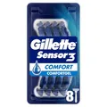 Gillette Sensor3 Comfort Einwegrasierer Männer, 8 Rasierer Herren mit Gleitstreifen