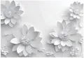 Wallarena Fototapete 3D Effekt Blumen Weiß Vlies Tapete Wohnzimmer Schlafzimmer Wandtapete, Glatt Vlies Washable, Blumen, Weiß, Kunst, (Packung, 6 St., Vlies Fototapete), Vliestapete schwarz Wohnzimmer Schlafzimmer Küche Tapete + Kleister