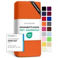 Jacobson Jersey Spannbettlaken Spannbetttuch Baumwolle Bettlaken (140x200-160x220 cm, Orange)