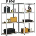Lagerregal Easy 2er Set - Schwerlastregal 160x80x40 Cm - 8 Böden - 640 Kg - Metall Verzinkt - Regale Kellerregal Metallregal - Juskys