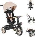 Byox Dreirad Jasper EVA-Reifen klappbar, Sitz drehbar, Hinterradbremse, Körbe beige