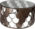 riess-ambiente Runder Couchtisch ABSTRACT 60cm antik messing Metall Glas Industrial Fischschuppen Design Beistelltisch Tisch
