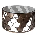 Riess Ambiente Industrial Couchtisch Abstract 60cm antik Messing im Fischschuppen Design Wohnzimmertisch Tisch