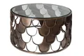 Sofatisch rund Messing Antik Ø 60 cm Hartglas Metall Wohnzimmer Couch Tisch