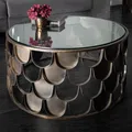 Runder Couchtisch ABSTRACT 60cm antik messing Metall Glas Industrial Tisch