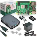 Raspberry Pi 4 Starterkit, 64GB microSDHC inkl. Pi OS, Gehäuse, Netzteil, HDMI-Kabel und Zubehör - RAM: 4GB - Farbe: schwarz - Schwarz