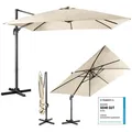 COSTWAY Sonnenschirm 300x300cm, Ampelschirm mit Kurbel, Gartenschirm neigbar, 360° drehbar, großer Terrassenschirm, Marktschirm, Beige - Weiß/Schwarz