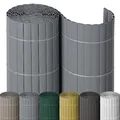 NOOR PVC Sichtschutzmatte - wetterfester Sichtschutzzaun für Balkon, Terrasse und Garten - stabile Balkonverkleidung als Sichtschutz - einfache Montage der Zaunblende - Silber 180 cm x 3 m
