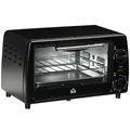 HOMCOM Minibackofen 10 Liter 750W Kleiner Elektrobackofen mit Temperatur, 36,5x26x22 cm Schwarz, Schwarz
