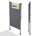 Juskys® Senkrechtmarkise Barbados 100x310 cm - Balkon Sichtschutz wetterfest - Ausziehbare Seitenmarkise ohne Bohren für Garten und Balkon - Grau
