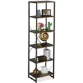 Relaxdays Standregal Eisen Spanplatte Industrial-Schwarz mit 6 Ebenen 180 cm x 50 cm x 35 cm 15,2 kg