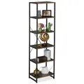 Relaxdays Standregal mit 6 Ebenen Dunkelbraun,Schwarz