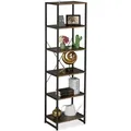 Relaxdays - Standregal, Hbt: 180 X 50 X 35 Cm, 6 Offene Ablagen, Beistellregal Für Wohnzimmer, Küche, Flur, Schwarz/braun