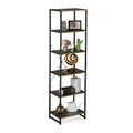 Relaxdays Standregal, HBT: 180 x 50 x 35 cm, 6 offene Ablagen, Beistellregal für Wohnzimmer, Küche, Flur, schwarz/braun
