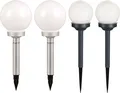 4er Set LED Solar Steckleuchten, Kugel Design, weiß