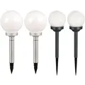 4er Set LED Solar Steckleuchten, Kugel Design, weiß