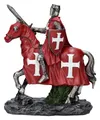 Figuren Shop GmbH Dekofigur Ritterfigur - Kreuzritter auf Pferd rot - Mittelalter Dekofigur Ritter