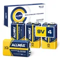 Allmax 9V Block 6LR61 Maximum Power Alkaline-Batterien 4 Stück - Ultra-langle...