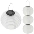 Spetebo LED Gartenleuchte LED Solar Lampion aus Nylon - Set, Einschaltautomatik, LED, warm weiß, Garten Deko Beleuchtung warm weiß Ø 20 cm