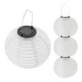LED Solar Lampion aus Nylon - 4 Stück 20 cm - Garten Deko Beleuchtung warm weiß - Solarleuchte Laterne Leuchtkugel Dekoleuchte Partylicht für Außen wetterfest
