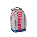 Wilson Tennis-Rucksack Junior, Bis zu 2 Tennisschläger, Für Kinder und Jugendliche, Hellgrau F03 / Rot-blau
