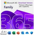 Microsoft Office 365 Family, 6 Personen, 1 Jahr, Digitaler Download