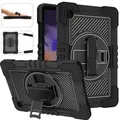 Für Samsung Galaxy Tab A8 2021 X205 X200 aufstellbare Outdoor Hybrid Schwarz 360 Grad mit Halte-Schlaufe Tablet Tasche Etuis Cover Case Schutz Robust