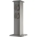 Grafner Edelstahl Gartensteckdose mit 4 Steckdosen, IP54, eckig, Klarlack-Beschichtung, Energiesäule Mehrfachsteckdose Outdoor Metall Außensteckd...