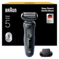 Braun Rasierer Herren Elektrisch Series 5, 51-B1000s, Blau - Kabelloser Elektrorasierer, Barttrimmer mit 50 Min. Akku, Wasserdicht, Made in Germany, Inkl. 1 Aufsatz