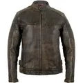 MDM Motorradjacke Herren Motorrad Jacke Vintage Lederjacke mit Protektoren Im Used Look bearbeitet, aus echtem Rindsleder XL