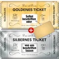 Gutscheine zum selber ausfüllen mit Rubbelaufkleber - Rubbelkarte zum beschriften -, Geburtstagskarte, Geburtstagsgeschenk, Reisegutschein, Goldenes Ticket, Silbernes Ticket, Personalisierbar