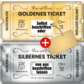 GOLDENES & SILBERNES Ticket Gutschein Rubbelkarte zum Ausfüllen Geburtstag Karte