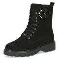 CAPRICE Damen Stiefeletten zum Schnüren aus Leder mit Schnalle, Schwarz (Black Nubuc), 36 EU